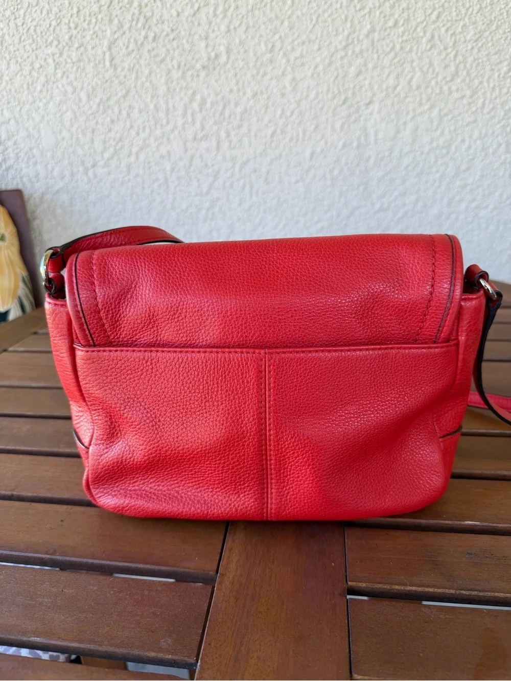 Coach Red Pebbled Leather Crossbody with Turnlock